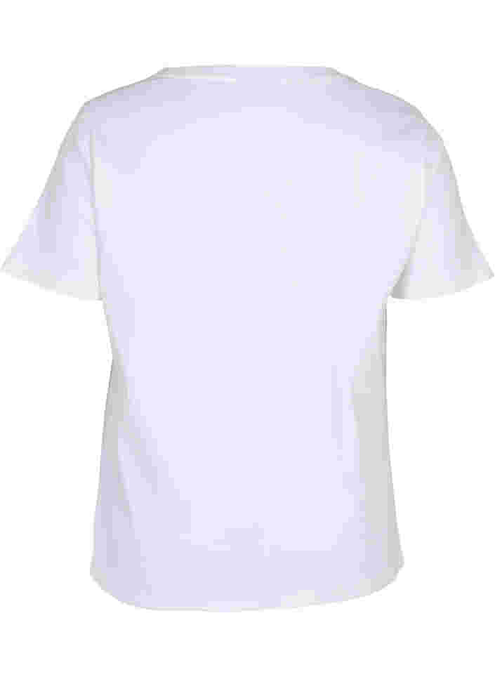 Cotton t-shirt with rib structure, Bright White, Packshot image number 1
