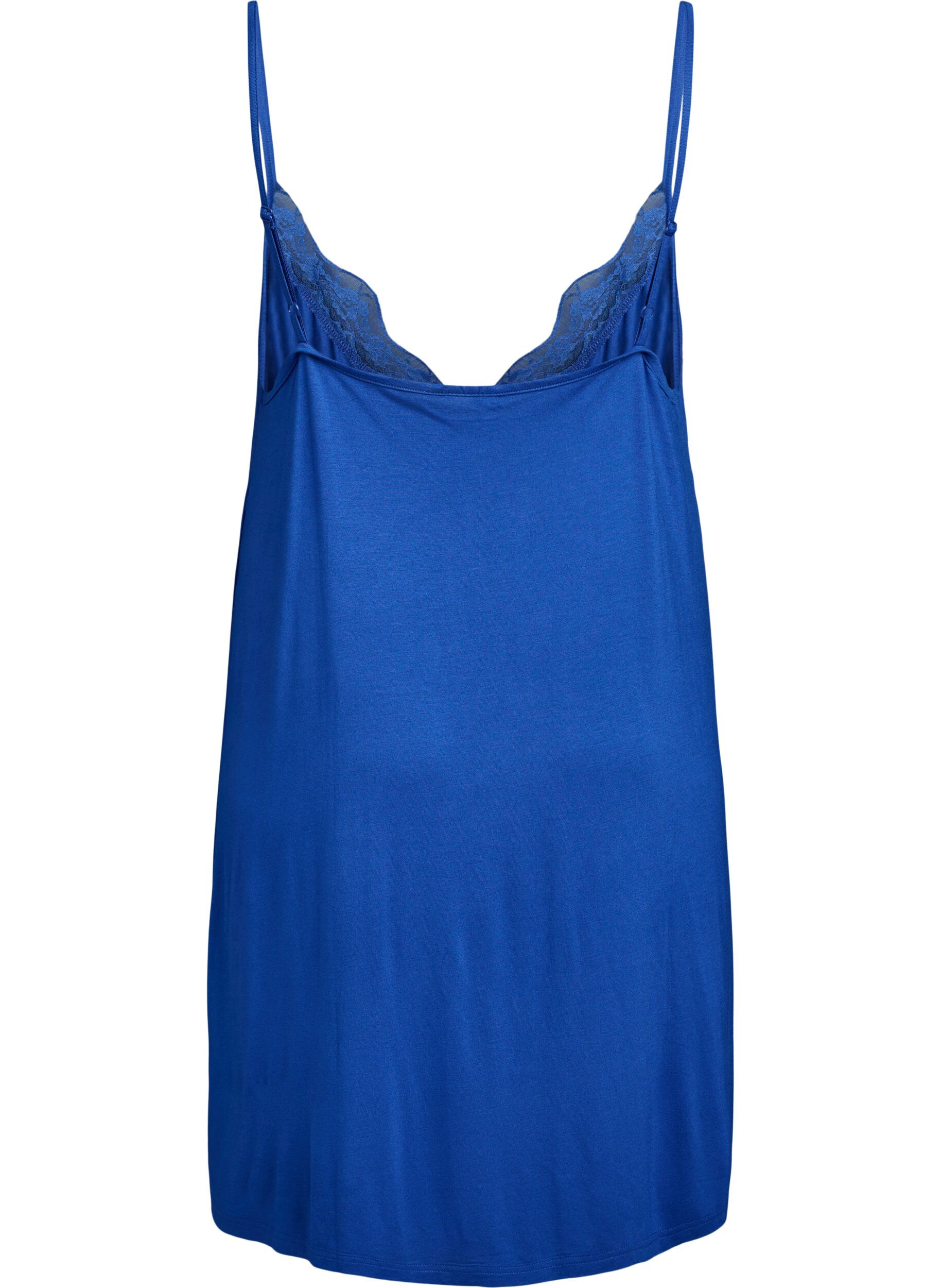 ZizzifashionViscose nightgown with lace trim, Blue, Packshot image number 1