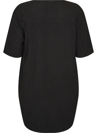 casual short sleeve dresses with pockets Women's linen short sleeves tunic dress shift dress with pockets summer dress 100% linen clothing round neck dress custom casual dress F150