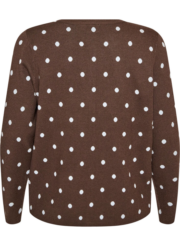 Cardigan with polka dots and button fastening, Brown, Packshot image number 1