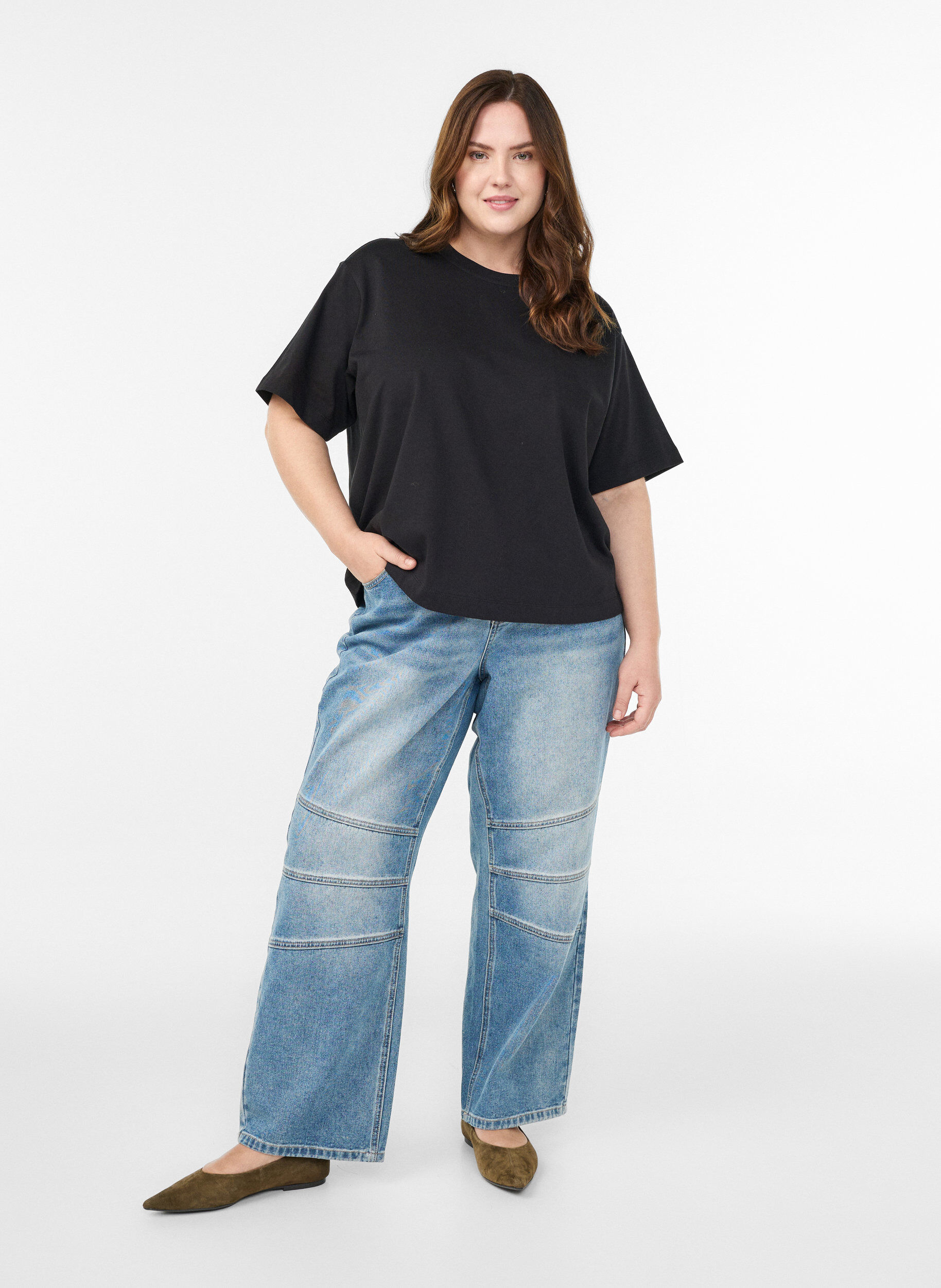 Zizzifashion Boxy cotton t-shirt, Black, Model image number 1