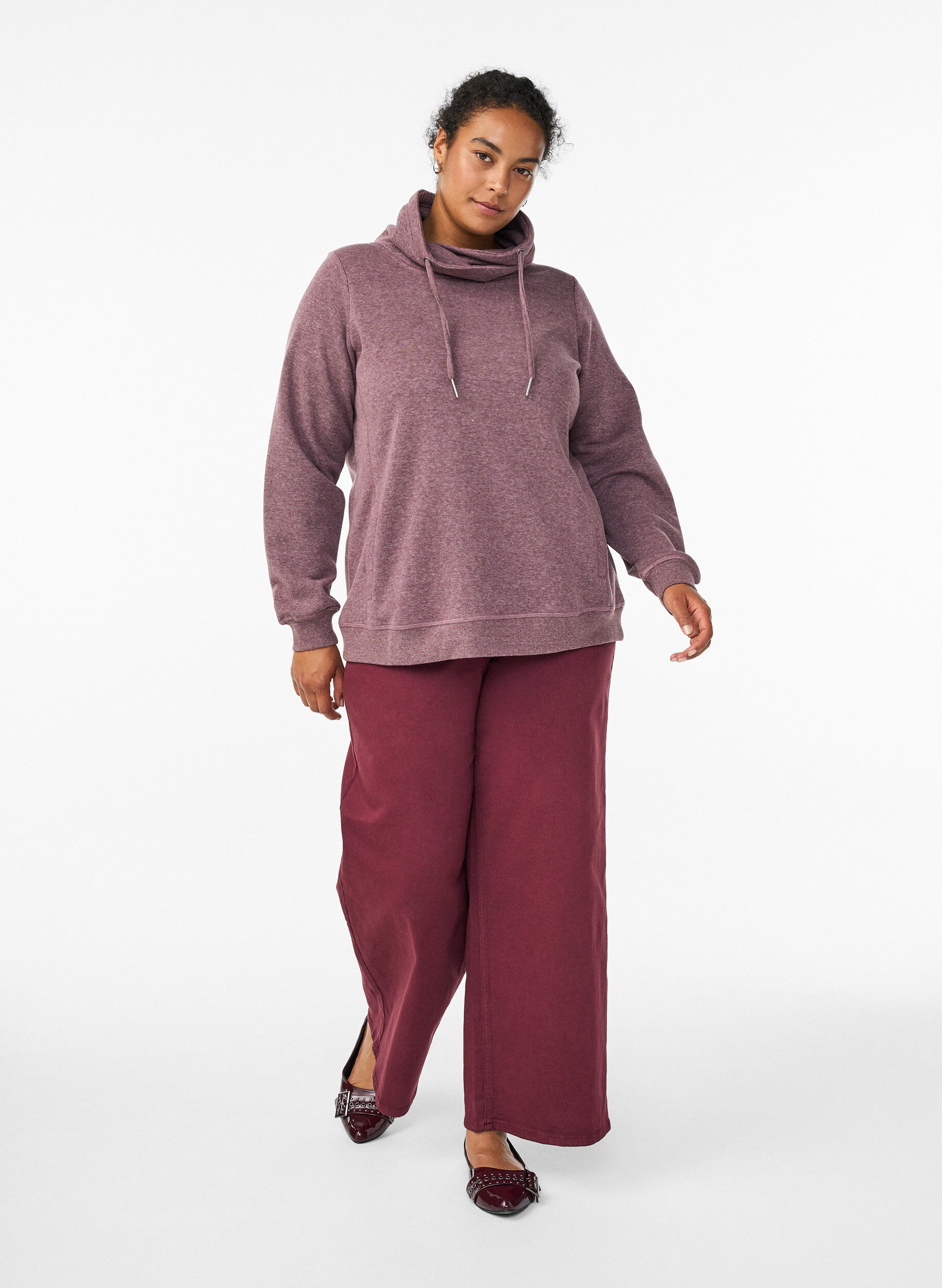 ZizzifashionSweatshirt with high collar and pockets, Red, Model image number 1