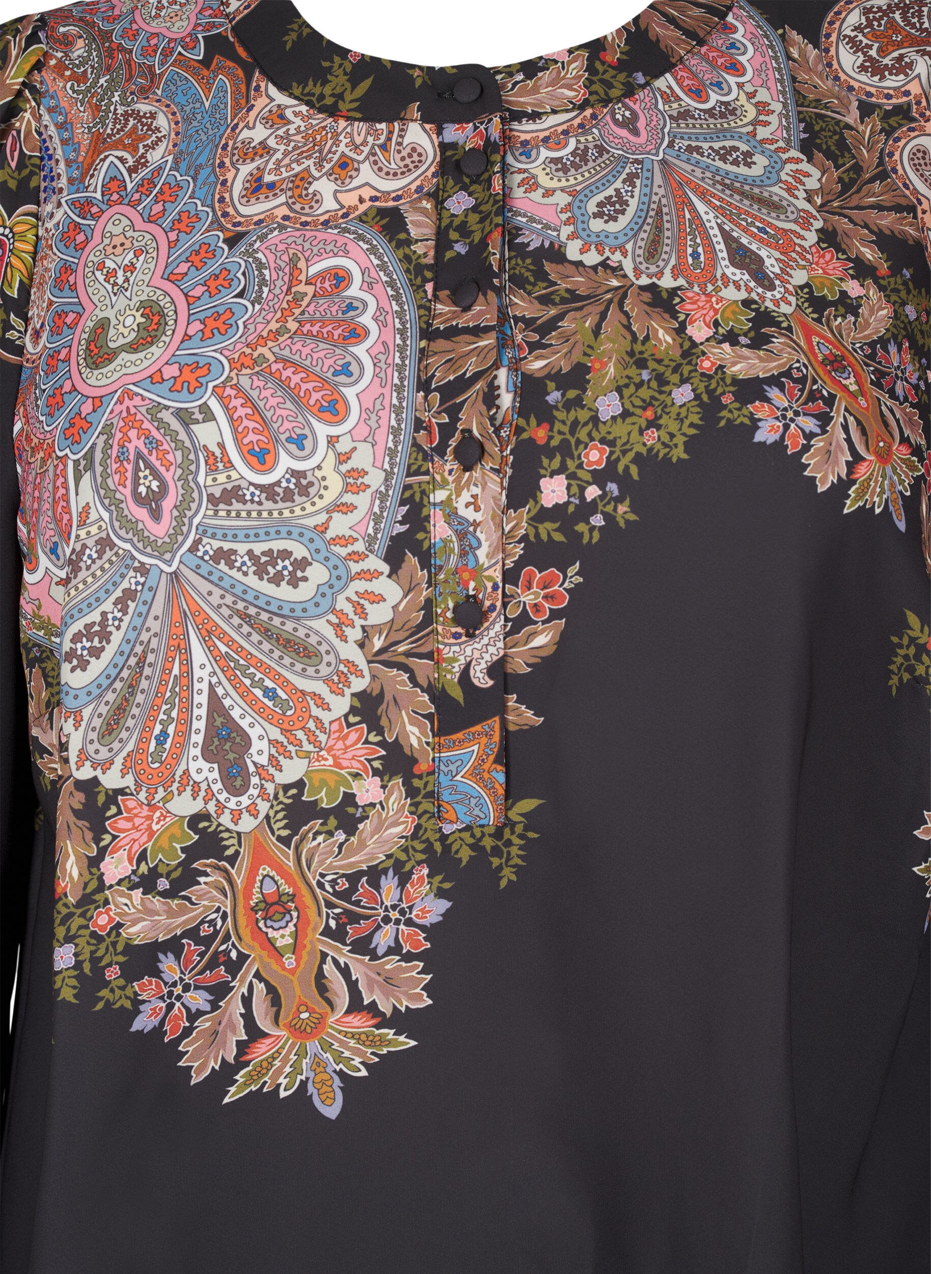 Zizzifashion Midi dress with paisley print, Black Paisley, Packshot image number 2
