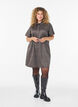 Short checked dress with a shirt collar, Brown, Model image number 1