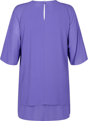 - with - sleeves 42-60 Purple Chiffon Zizzifashion - Sz. blouse 3/4
