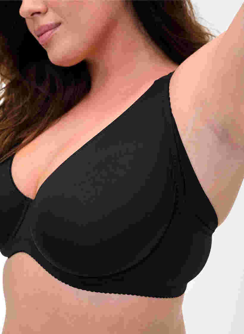 Plain-coloured underwired bra, Black, Model image number 2