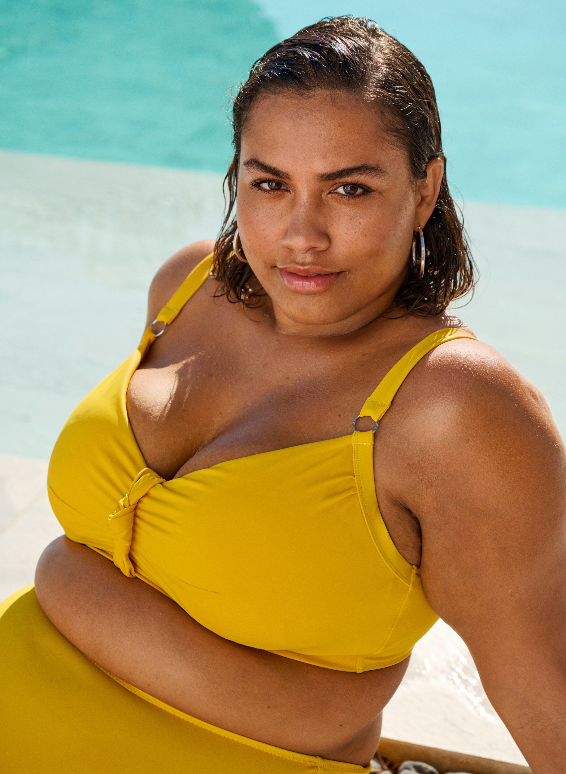 Zizzifashion Bikini top with underwire and knot detail, Yellow, Image image number 0