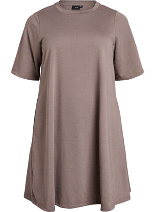 Knee-length jersey dress with pockets and A-line shape - Brown - Sz. 40-64 - Zizzifashion Knee-length jersey dress with pockets and A-line shape - Brown - Sz. 40-64 - Zizzifashion