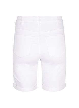 Tight fitting denim shorts with a high waist, Bright White, Packshot image number 1