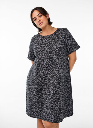 Short T-shirt dress in cotton jersey - Grey - Sz. M - Zizzifashion Short T-shirt dress in cotton jersey - Grey - Sz. M - Zizzifashion