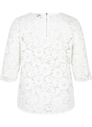 Lace blouse with 3/4 sleeves, Snow White, Packshot image number 1