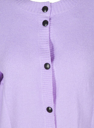 Short knitted cardigan with contrast-colour buttons, Purple Rose Mel., Packshot image number 2