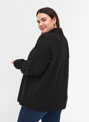 Short teddy jacket with pockets, Black Beauty, Model image number 1
