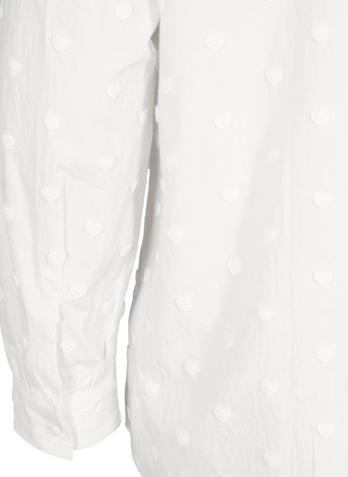 Shirt with collar and sewn-on hearts, White, Packshot image number 3