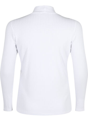 Fitted viscose blouse with high neck, Bright White, Packshot image number 1