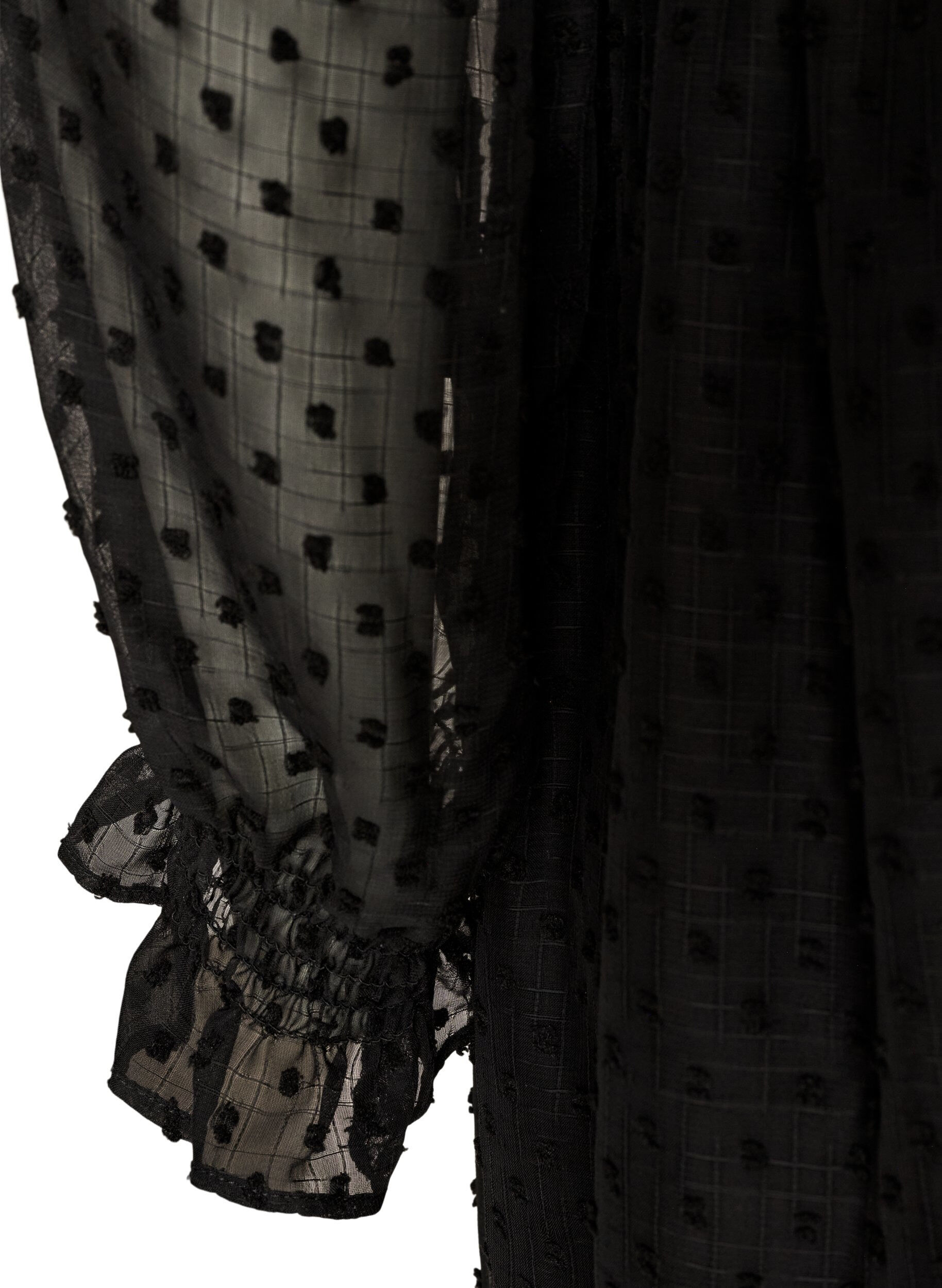 ZizzifashionChiffon dress with guipure lace and empire line, Black, Packshot image number 3