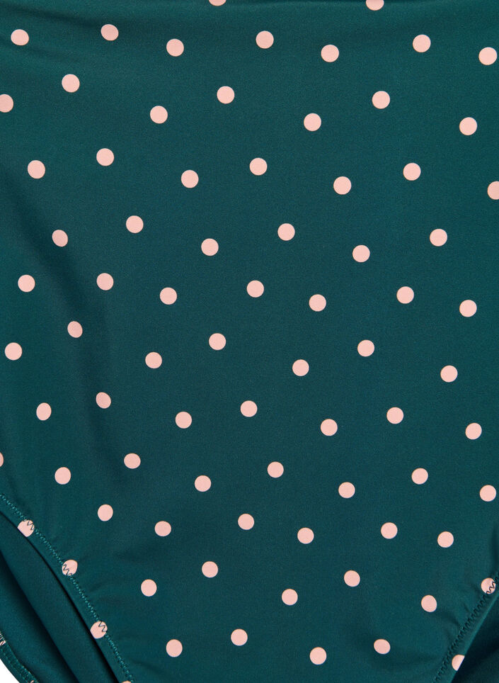 High-waisted bikini bottoms with polka dots, Green, Packshot image number 2