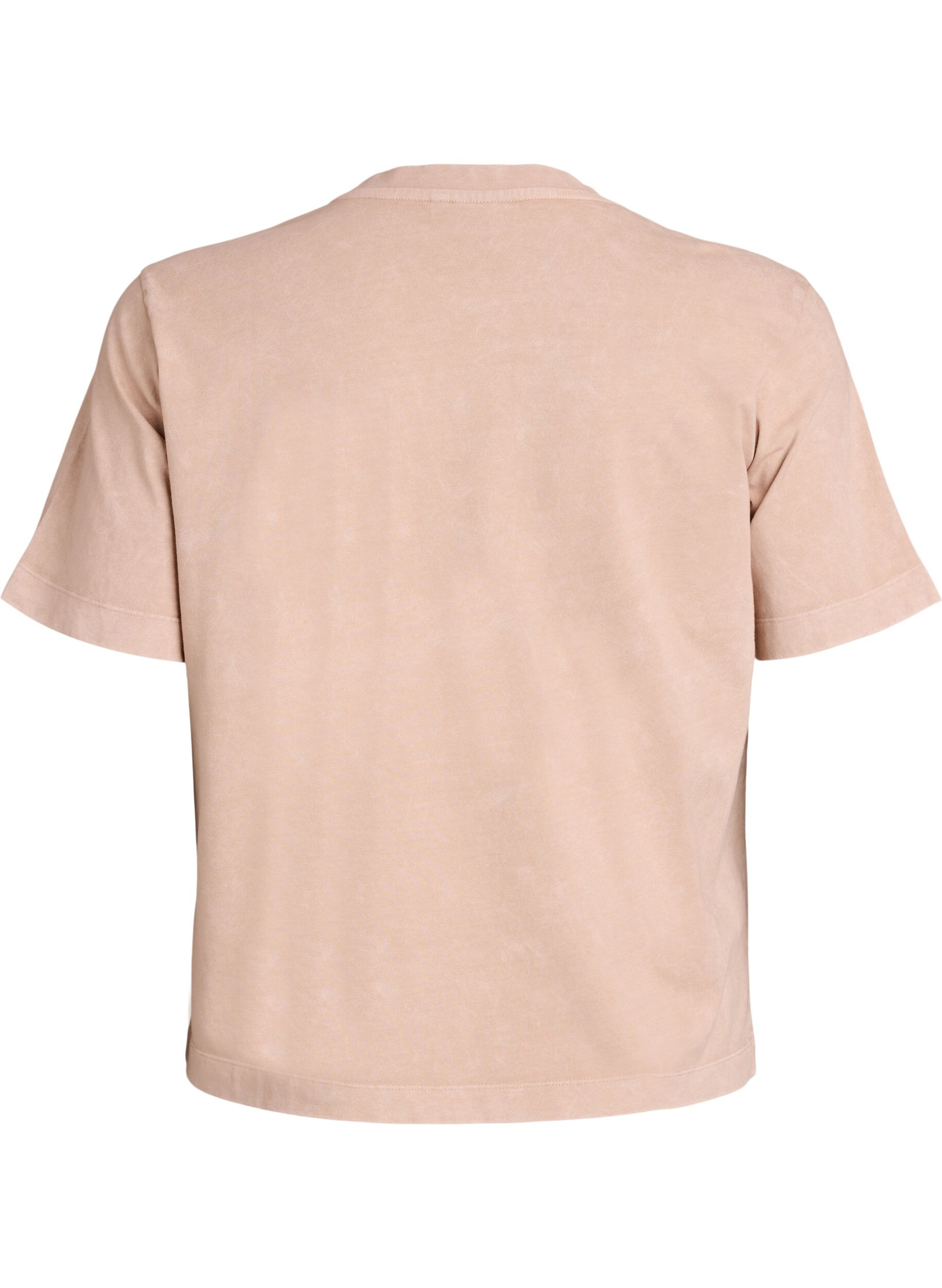 Zizzifashion Cotton T-shirt with front print, Beige, Packshot image number 1