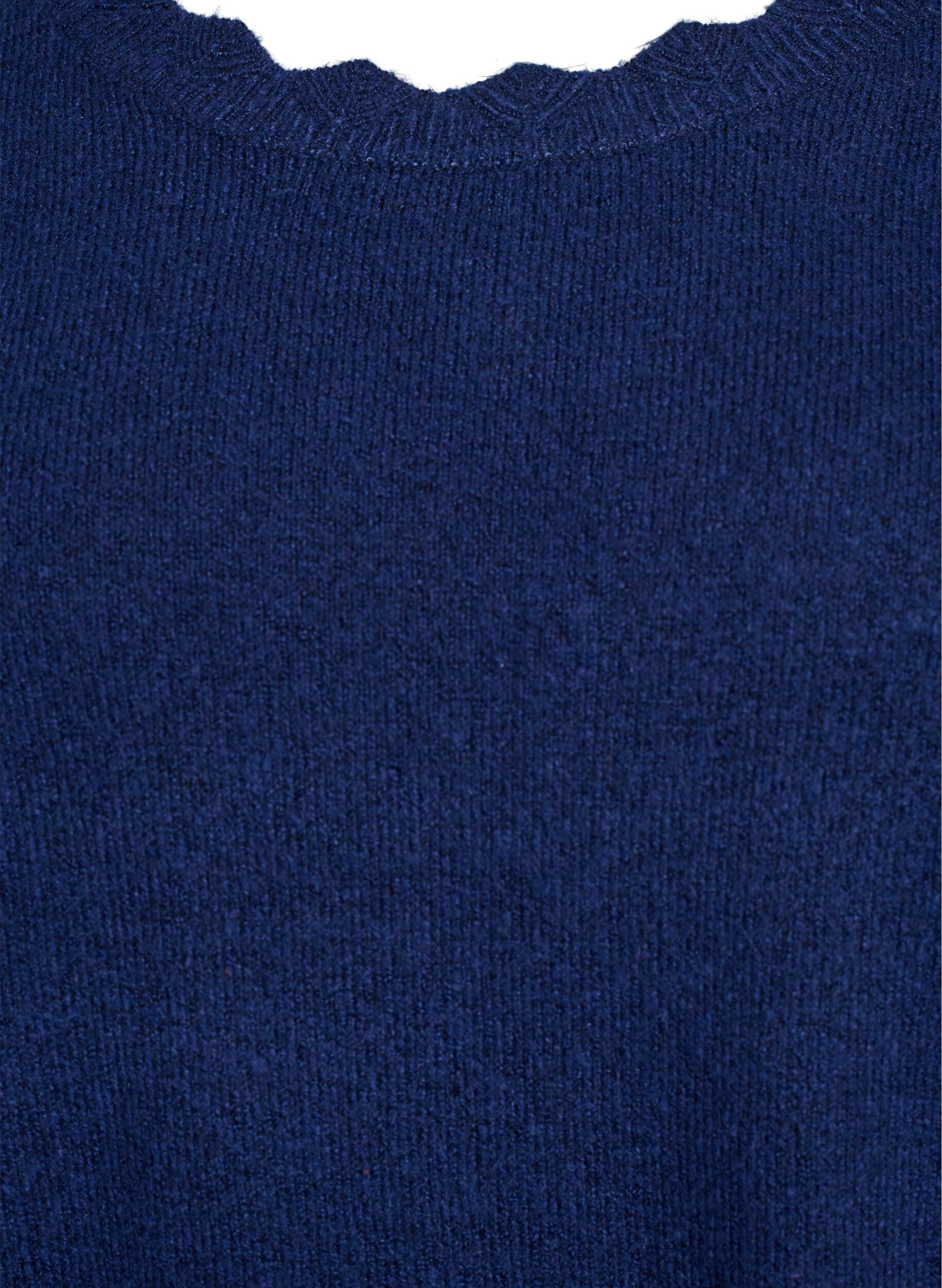 ZizzifashionKnitted blouse with wavy edges, Blue, Packshot image number 2