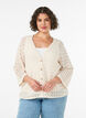 Knitted cardigan with eyelet embroidery and a V-neck, Beige, Model image number 0