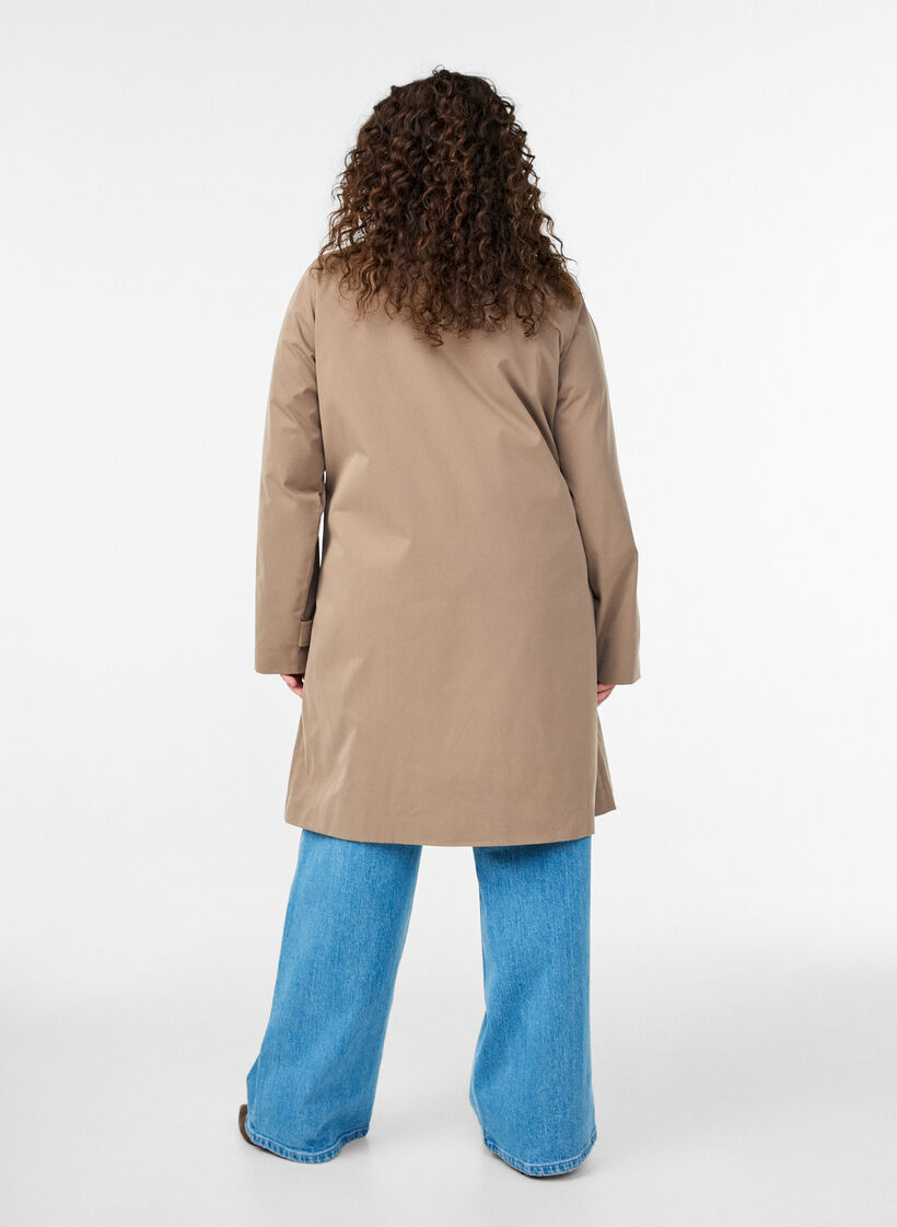 Spring jacket with faux suede collar and concealed button fastening, Beige, Model image number 1