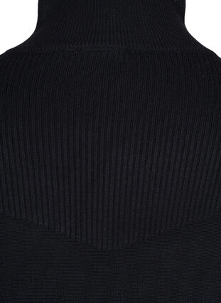 Bamboo knitted top with high neck and zip, Black, Packshot image number 3