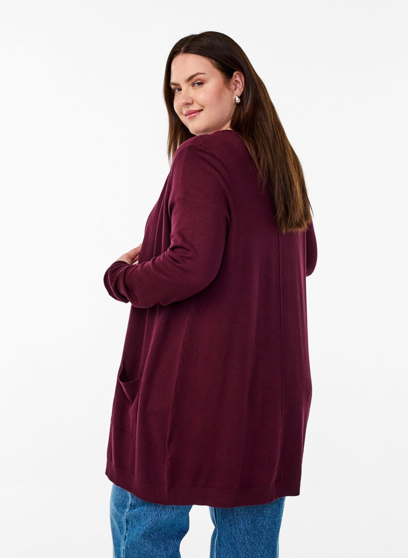Long knitted cardigan in a viscose blend, Red, Model image number 2