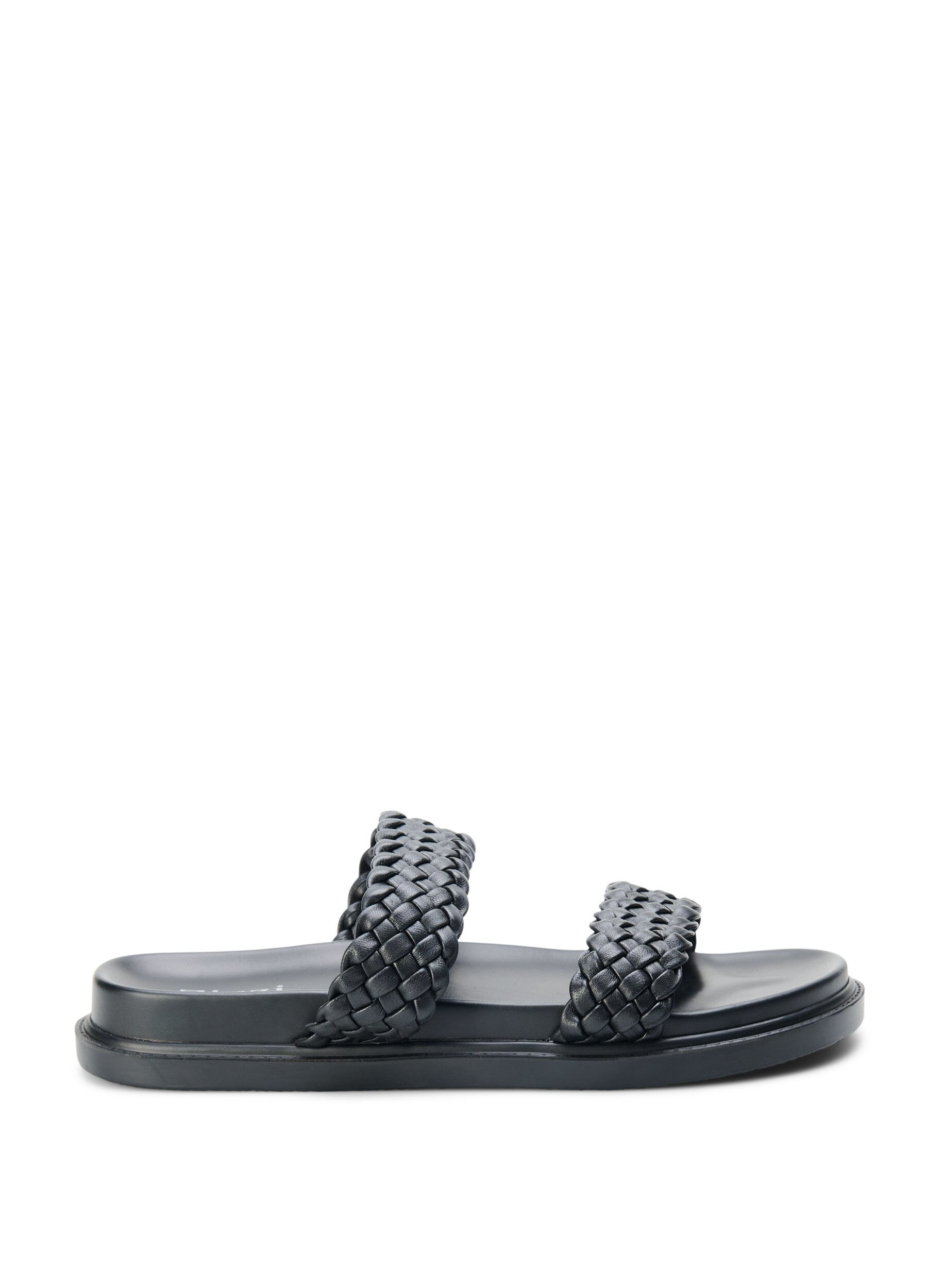 Zizzifashion Wide fit sandal in leather, Black, Packshot image number 0