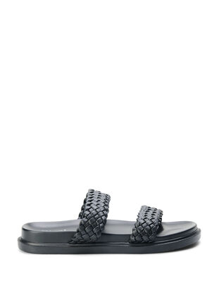 Wide fit sandal in leather, Black, Packshot image number 0