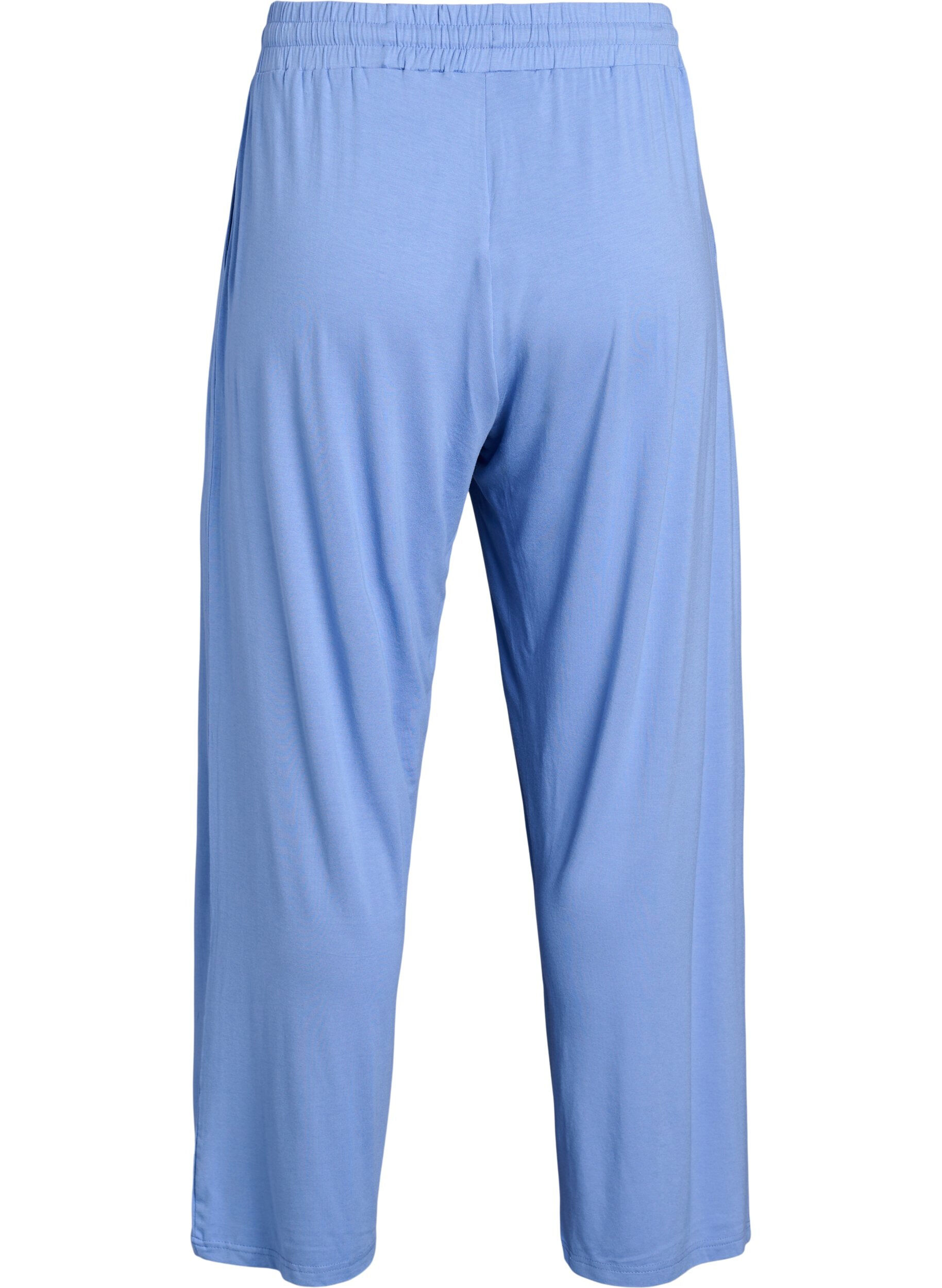 ZizzifashionLoose night trousers in viscose jersey with pockets, Blue, Packshot image number 1