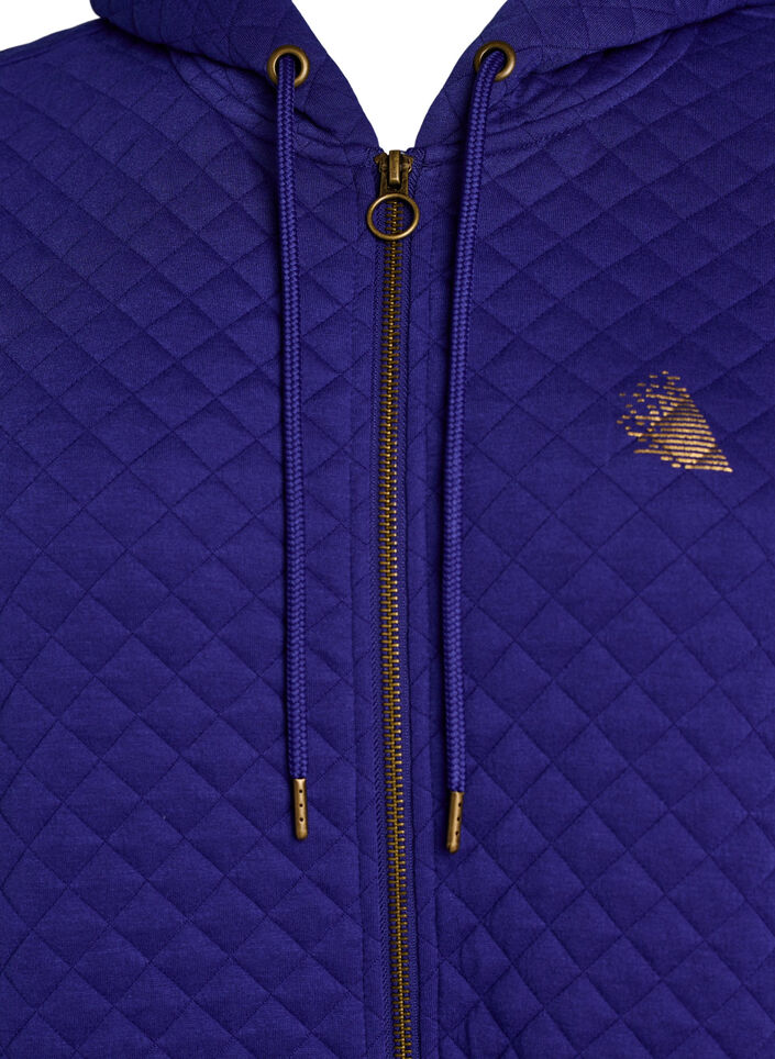 Long quilted zip-up hoodie with pockets, Purple, Packshot image number 2
