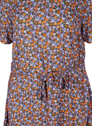 Short-sleeved midi dress in viscose, Purple Ditsy Flower, Packshot image number 2