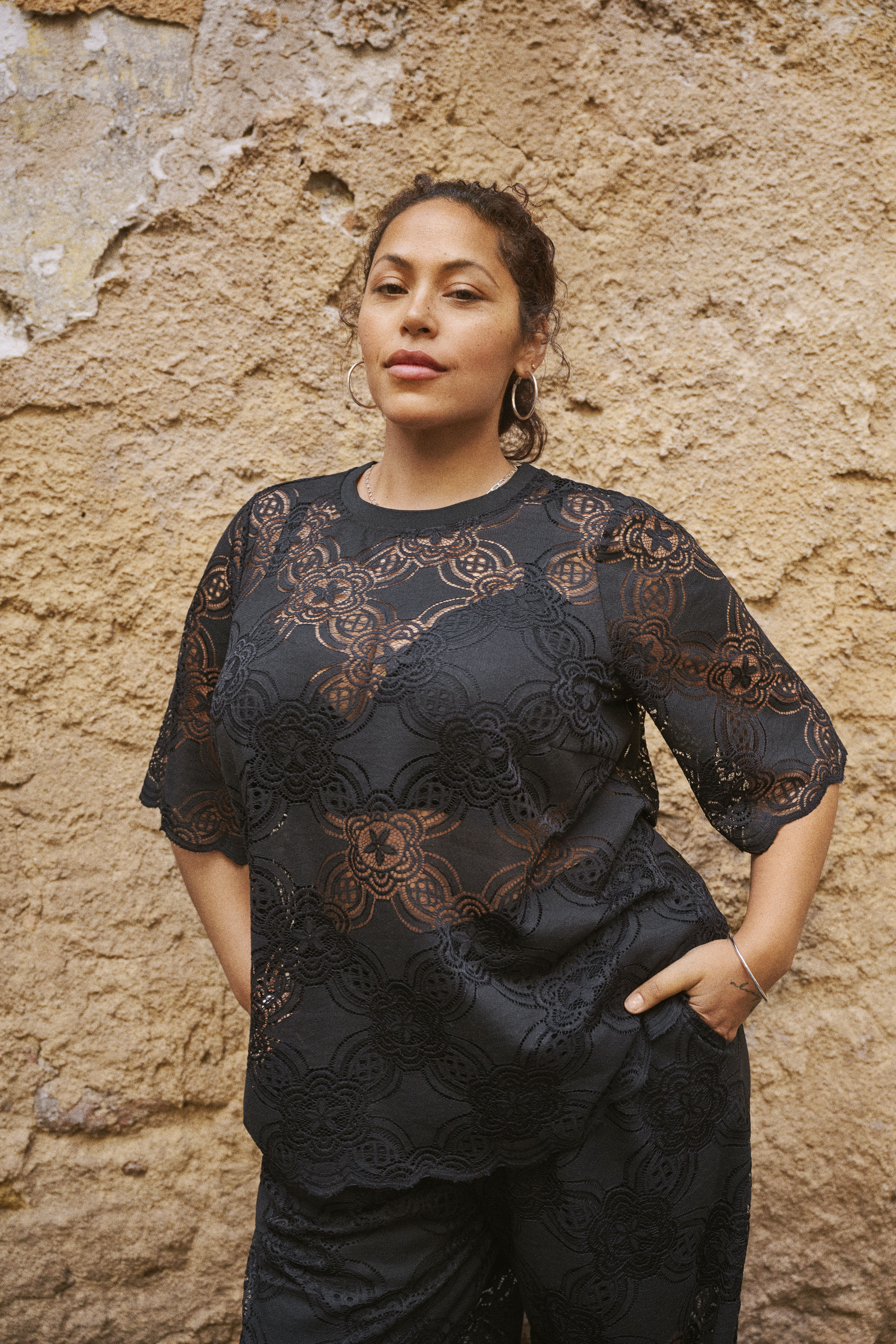 Zizzifashion Black lace set, , Model