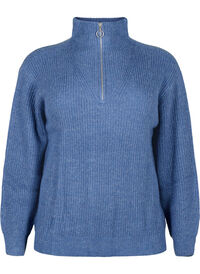 FLASH - Knitted sweater with high neck and zipper