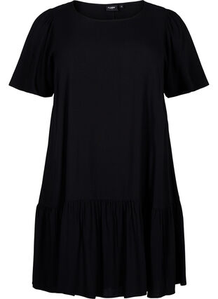 FLASH - Dress in viscose with cutline, Black, Packshot image number 0