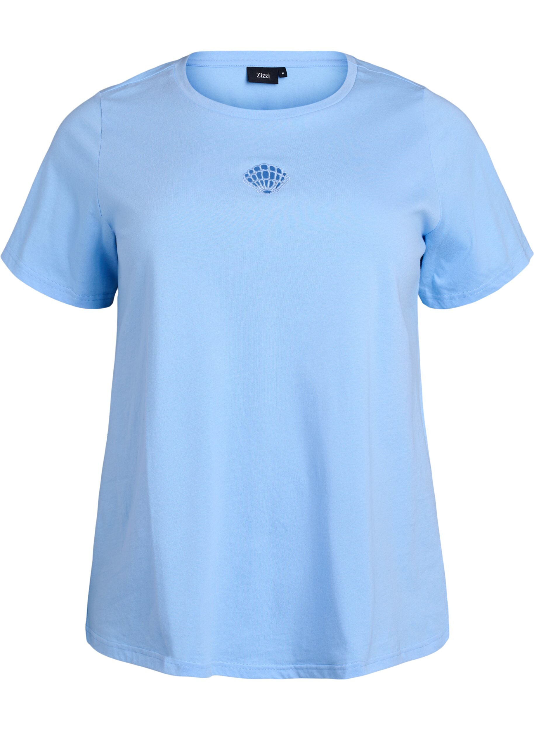 Zizzifashion T-shirt with decorative details, Light Blue, Packshot image number 0