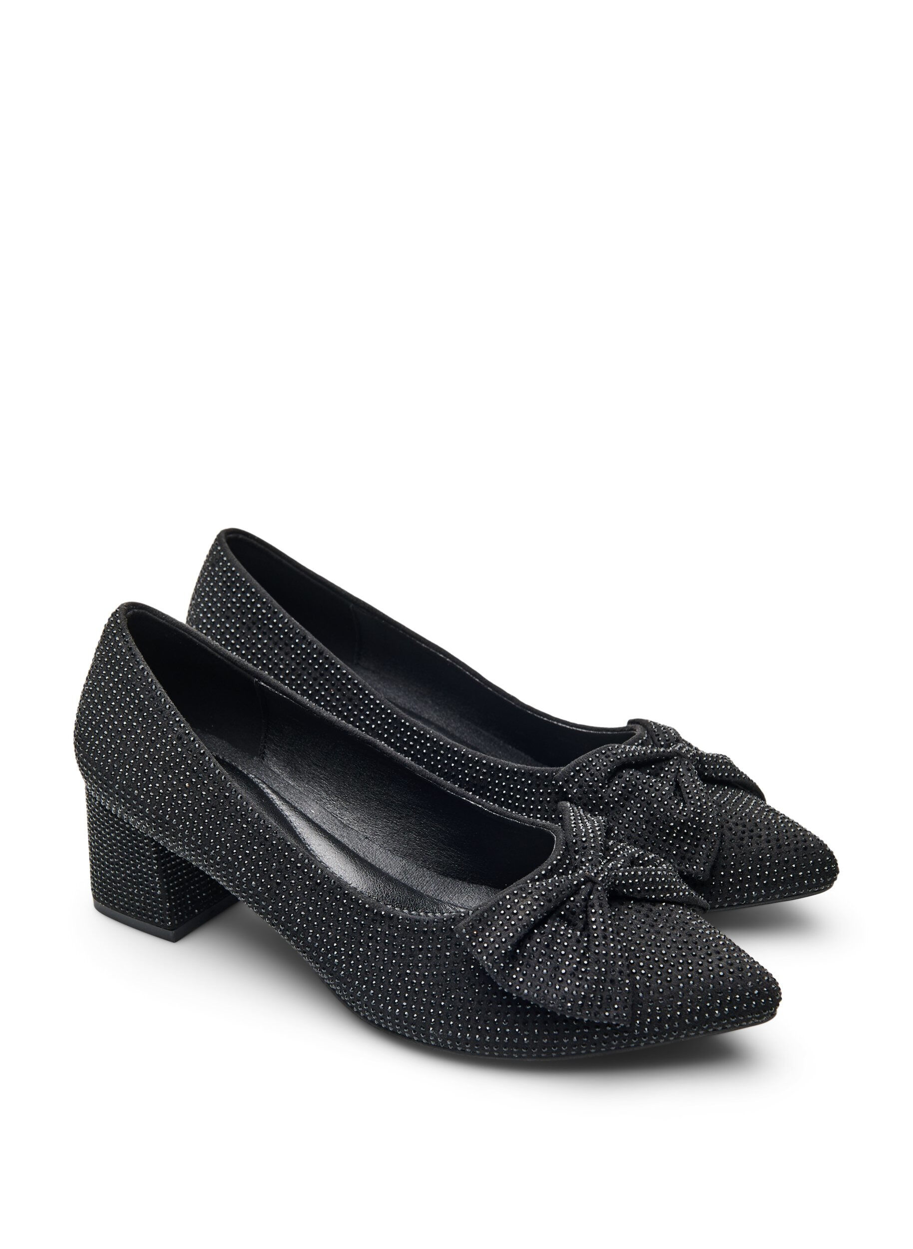Zizzifashion Wide fit - Pumps with bow and rhinestones, Black, Packshot image number 1