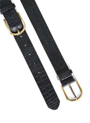 Imitation leather belt with 2 buckles, Black, Packshot image number 1