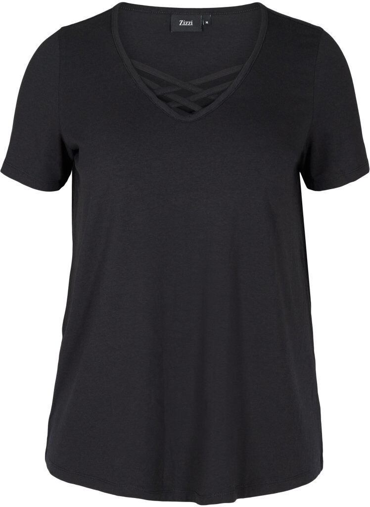 Zizzifashion Short sleeve t-shirt with v-neckline, Black, Packshot image number 0