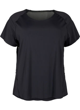 Workout t-shirt with mesh and reflective detail, Black, Packshot image number 0