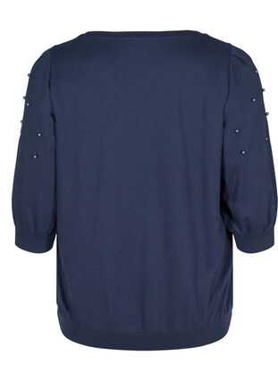 Sweatshirt with balloon sleeves and pearls, Black Iris, Packshot image number 1