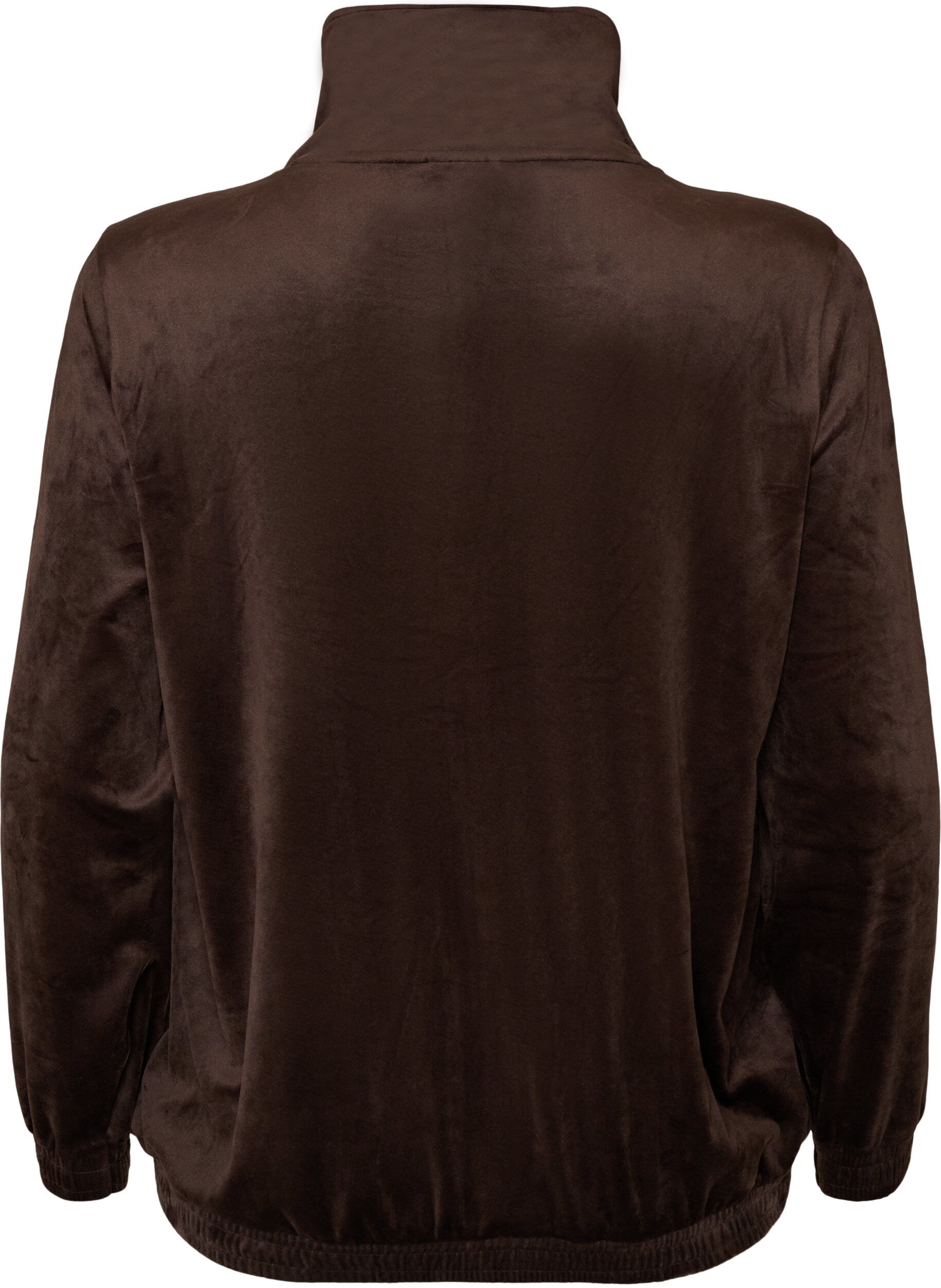 ZizzifashionSoft velour cardigan with a zipper and high collar, Brown, Packshot image number 1