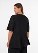 Peplum blouse with glitter stripes, Black, Model image number 2