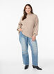 Ribbed jumper with puff sleeves and buttons, Beige, Model image number 1
