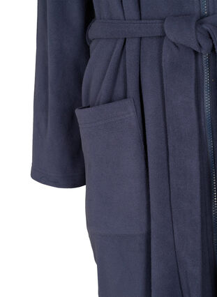 Morning robe with zipper and hood, Peacoat, Packshot image number 3