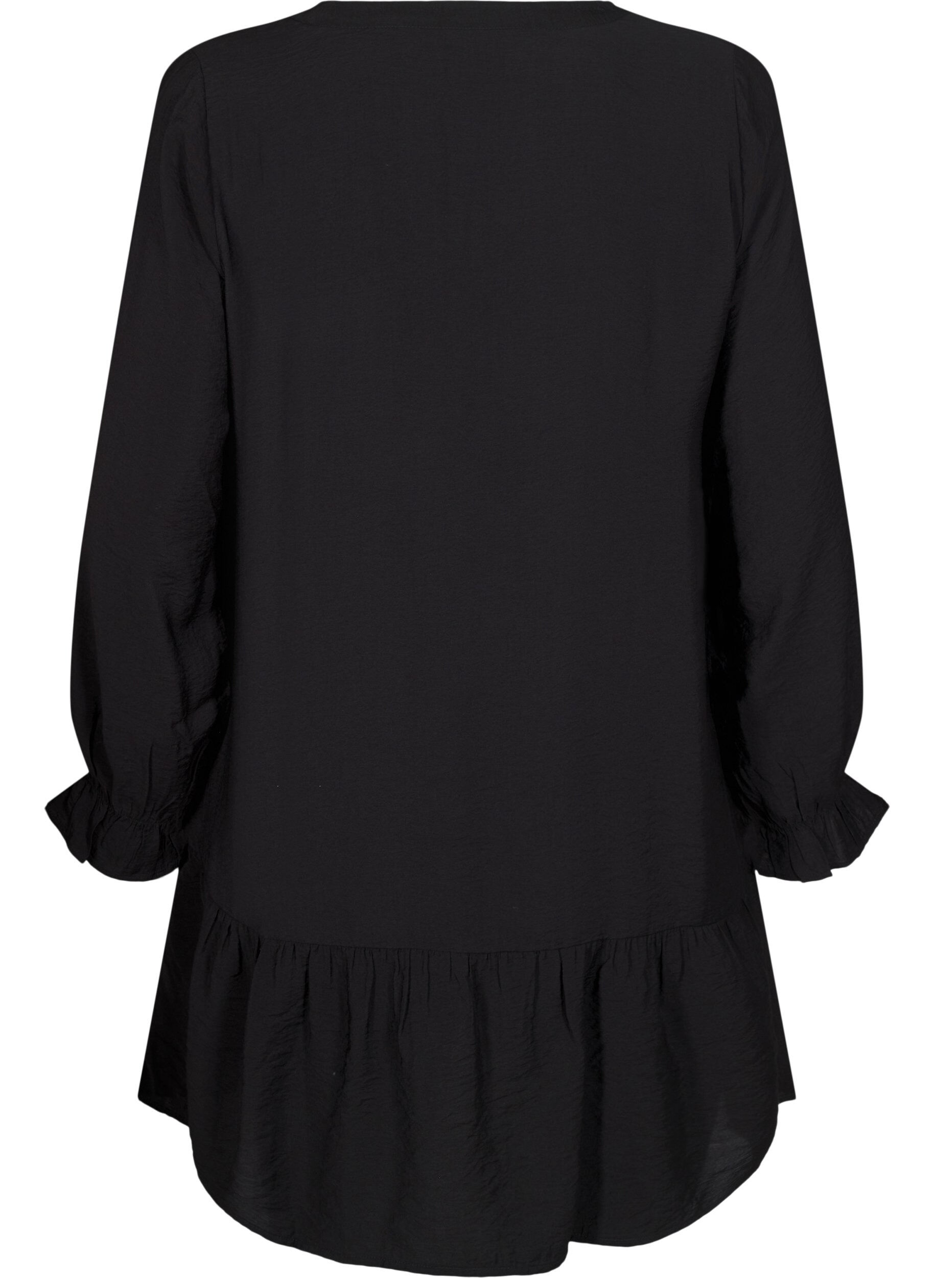 Zizzifashion Short dress with stitching and buttons, Black, Packshot image number 1