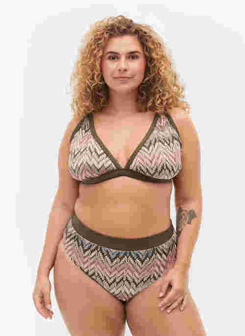 Patterned bikini tai bottoms with a high waist