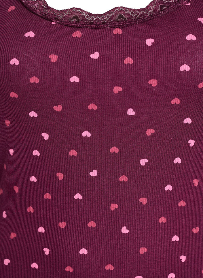 Top with print and lace edge, Dark Bordeaux, Packshot image number 2