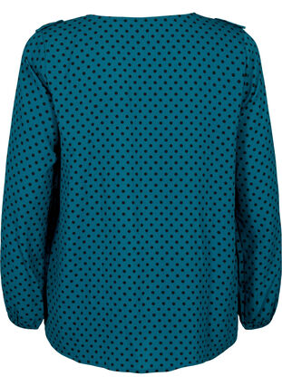 Long sleeved blouse with ruffles, Shaded Spruce Dot, Packshot image number 1