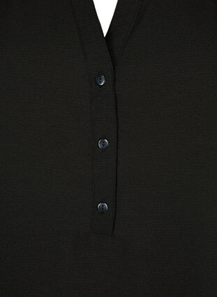 Blouse with short sleeves and v-neck, Black, Packshot image number 2